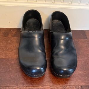 Dansko Black Leather Slip-On Clogs for Men
